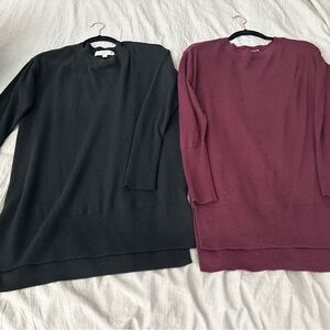 LOFT Women's Crew Neck Sweaters x2 - Black and Burgundy